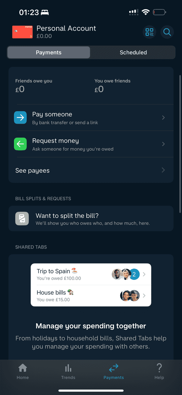 Monzo App Payments Screenshot