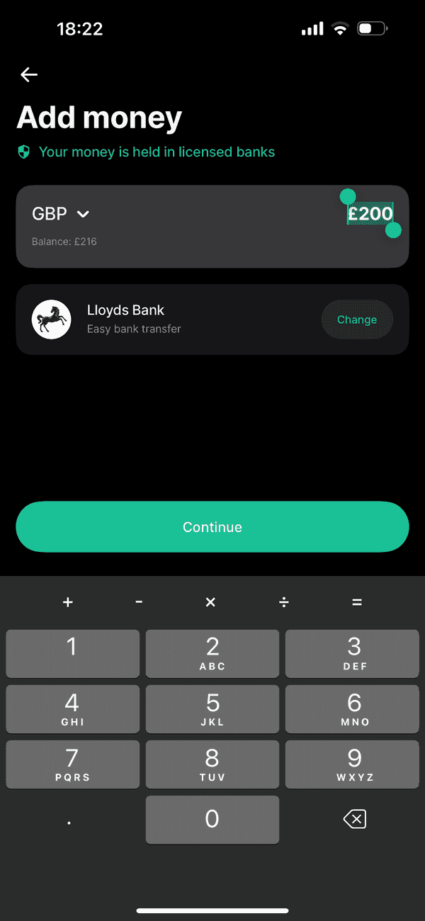 Revolut Mobile App Add Money Screenshot