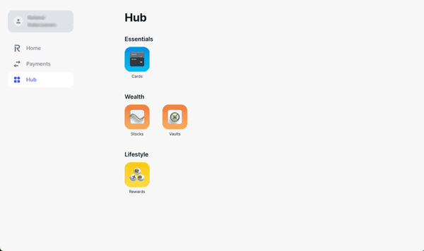 Revolut Web Home Hub Screenshot